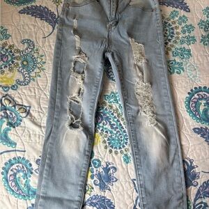 Stylish Light Blue Distressed Women Jeans